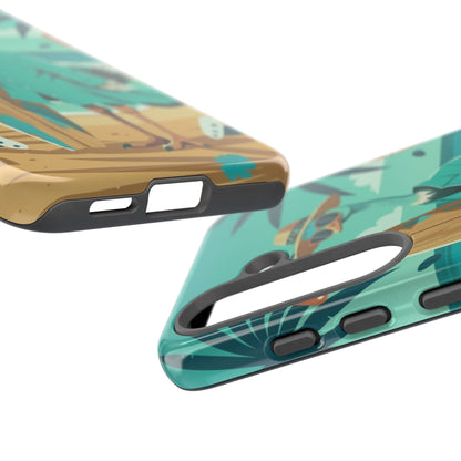 Phone Case — Retro Dressed Seagull Surfing Beach Illustration