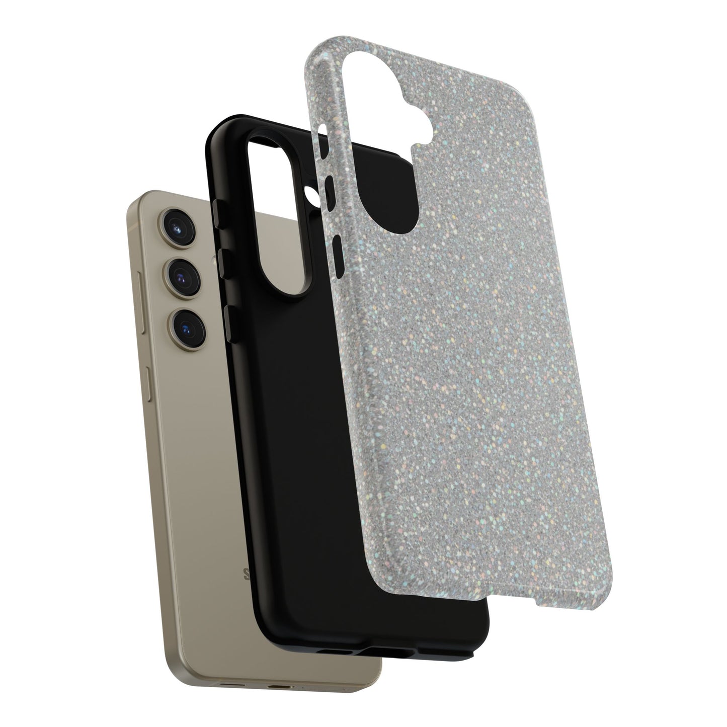 Glitter Silver Tough Phone Case — Sparkling Protective Phone Case