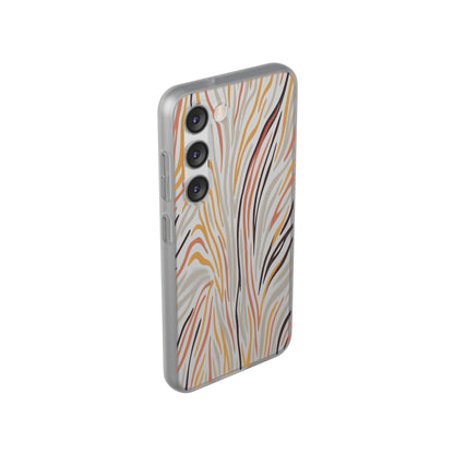Marbled Neutral Stripe Phone Case — Abstract Beige & Terracotta Flexi Case