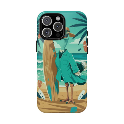 Phone Case — Retro Dressed Seagull Surfing Beach Illustration