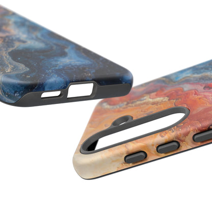 Marbled Galaxy Tough Phone Case — Abstract Blue & Coral Protective Cover
