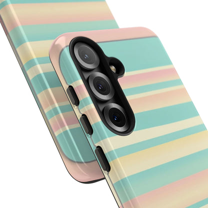Pastel Striped Tough Phone Case — Mint, Peach & Cream Protective Cover