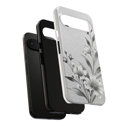 Floral Monochrome Phone Case — Elegant Black & White Lily Design