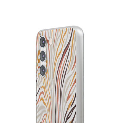 Marbled Neutral Stripe Phone Case — Abstract Beige & Terracotta Flexi Case