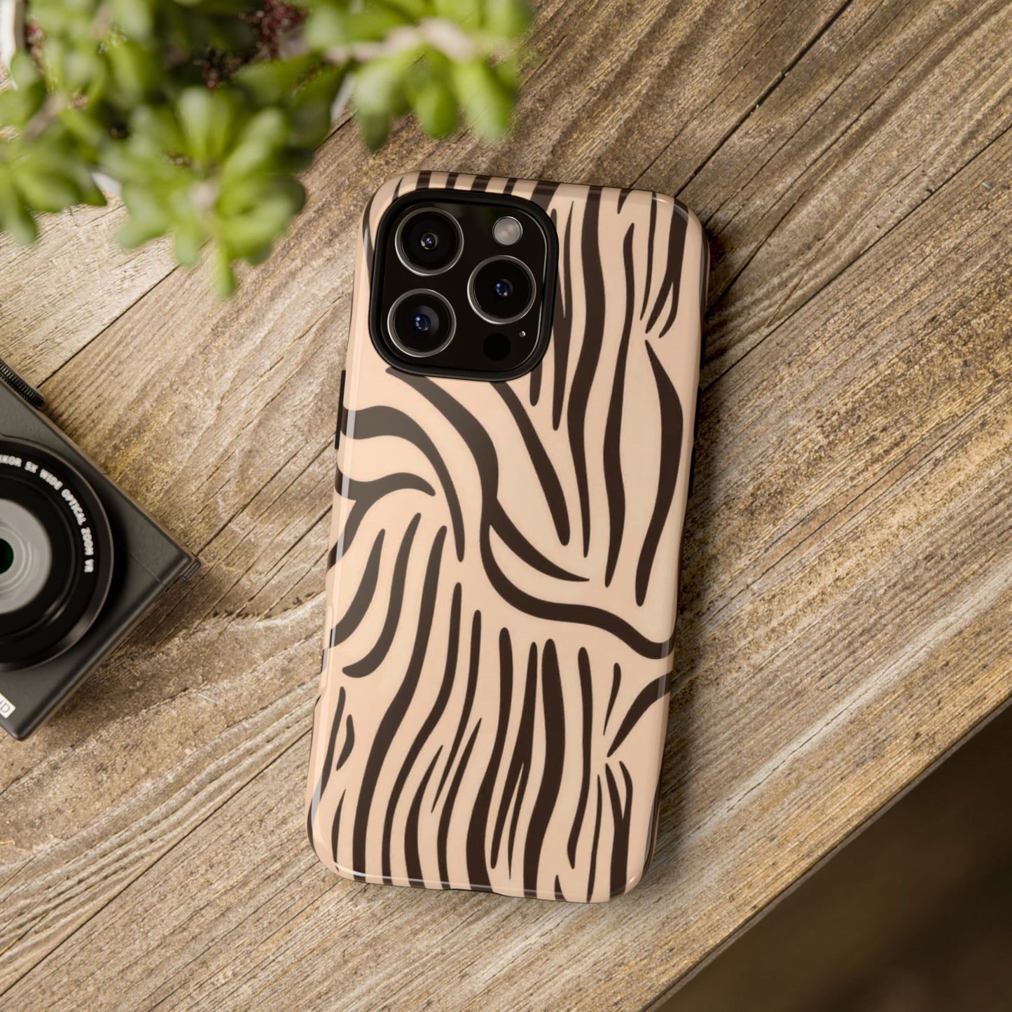 Zebra Stripe Tough Phone Case – Neutral Animal Print Protective Cover