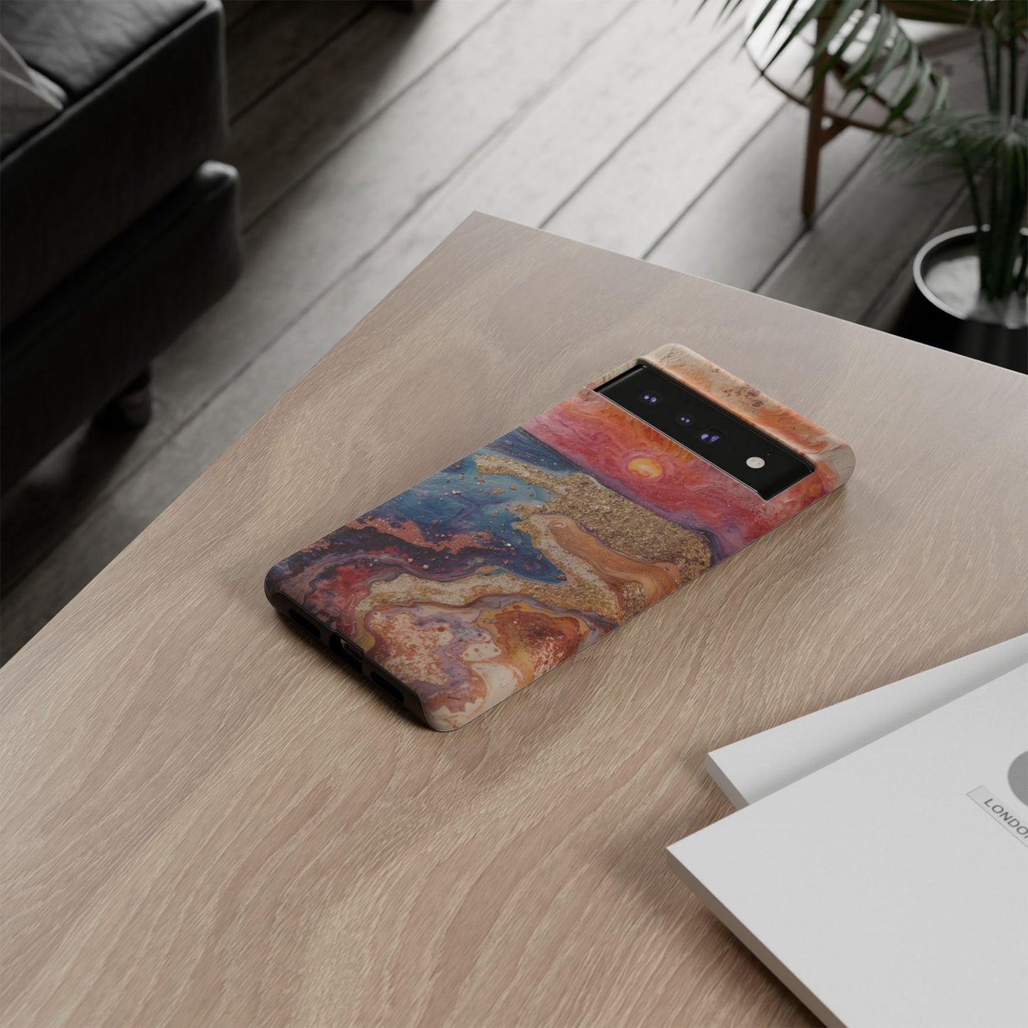 Sunset Coast Phone Case — Colorful Abstract Beach Art Tough Case