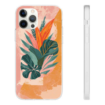 Tropical Botanical Phone Case — Pink & Orange Floral Flexi Case