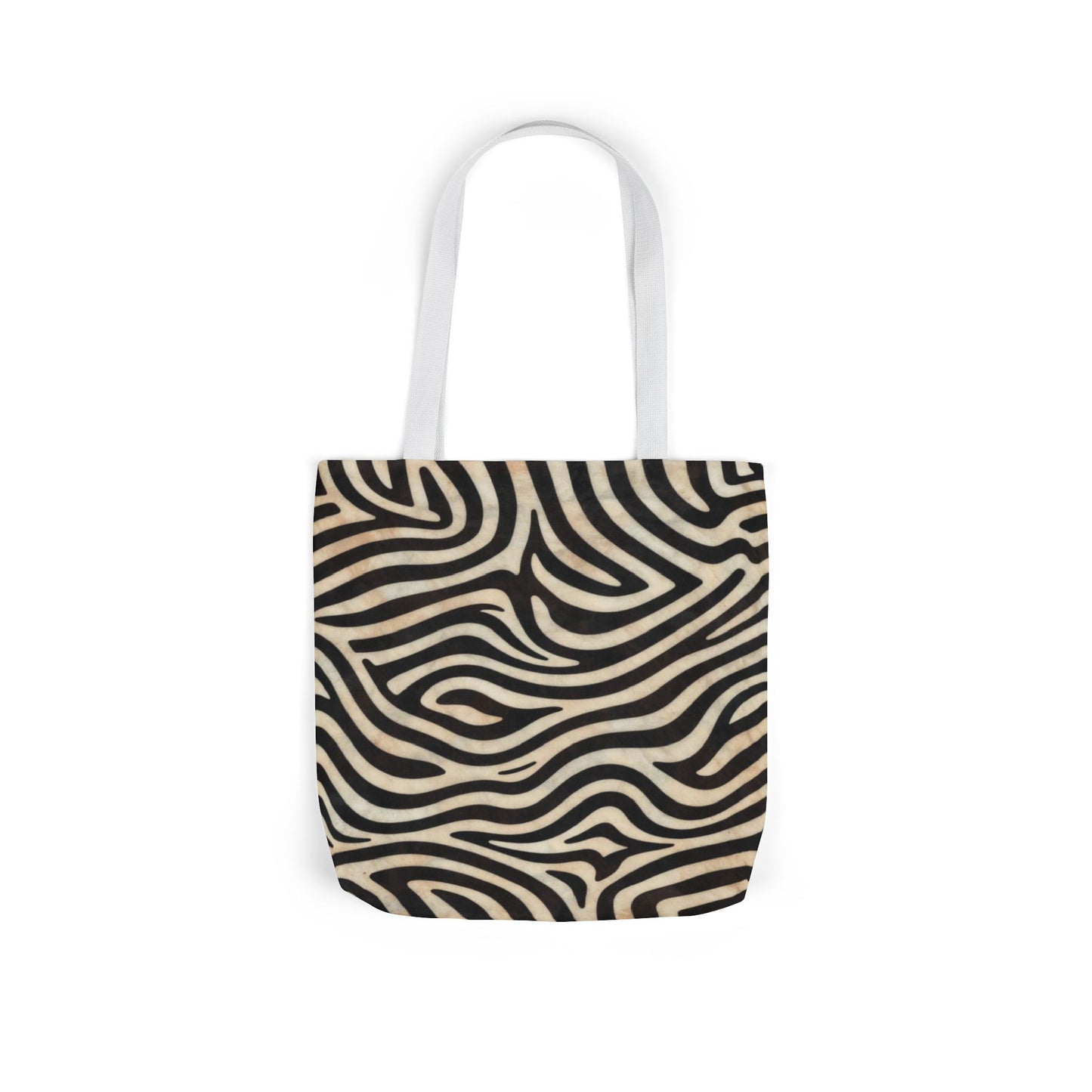 Zebra Swirl Canvas Tote Bag — Black & Beige Animal Print Everyday Tote