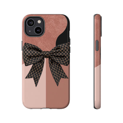 Bow Stripe Tough Phone Case – Pink Mauve Protective Cover