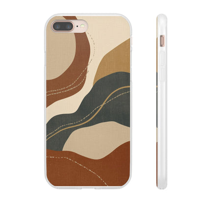 Abstract Earth Tone Phone Case — Boho Wavy Flexi Case