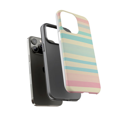 Pastel Striped Tough Phone Case – Protective Retro Rainbow Design