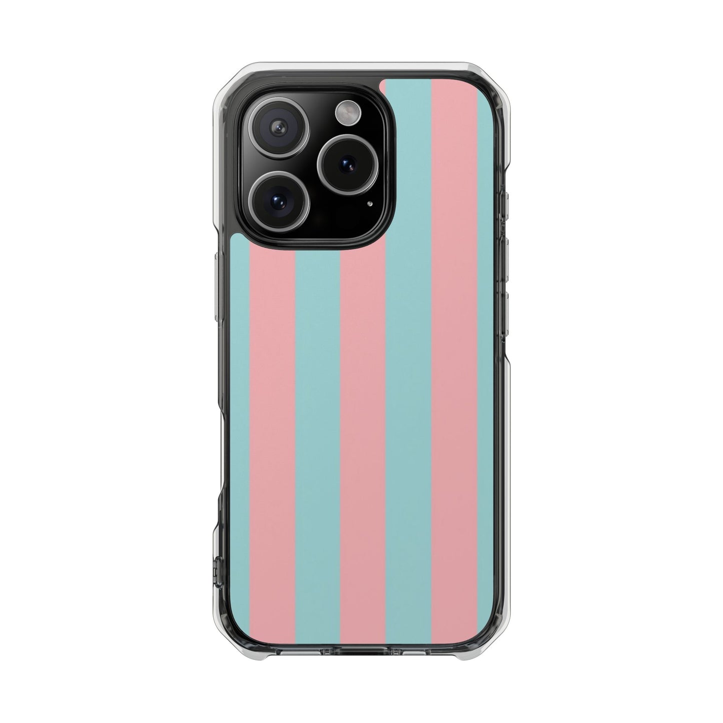 Pink and Blue Stripe Magnetic Clear Phone Case
