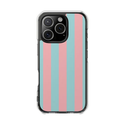 Pink and Blue Stripe Magnetic Clear Phone Case