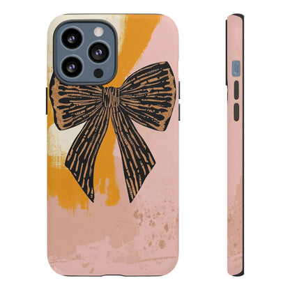 Bow Brushstroke Tough Phone Case — Pink & Mustard