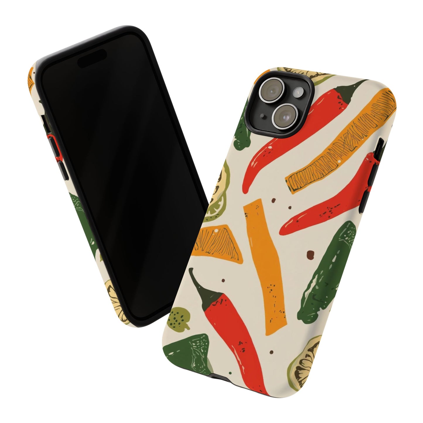 Spicy Peppers Phone Case – Colorful Chili, Lime & Citrus Pattern