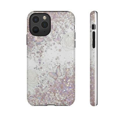 Butterfly Glitter Tough Phone Case — Floral Sparkle Protective Case