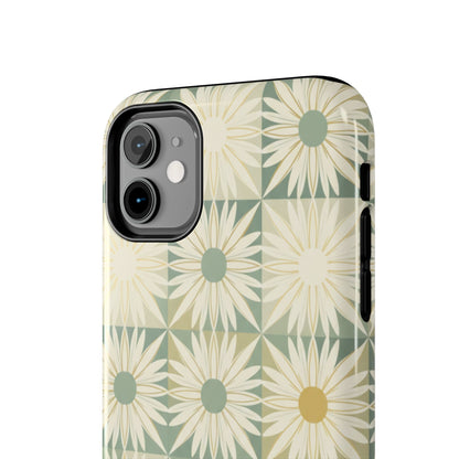 Retro Daisy Tough Phone Case — Vintage Floral Protective Cover for iPhone