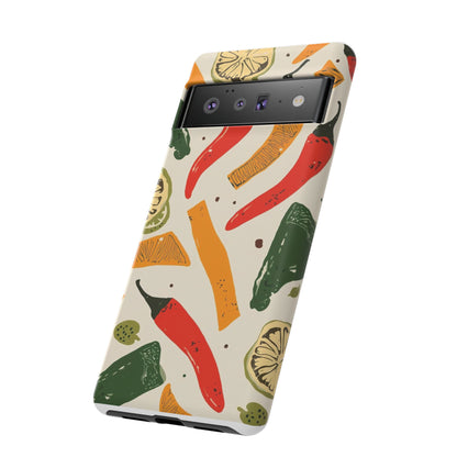 Spicy Peppers Phone Case – Colorful Chili, Lime & Citrus Pattern