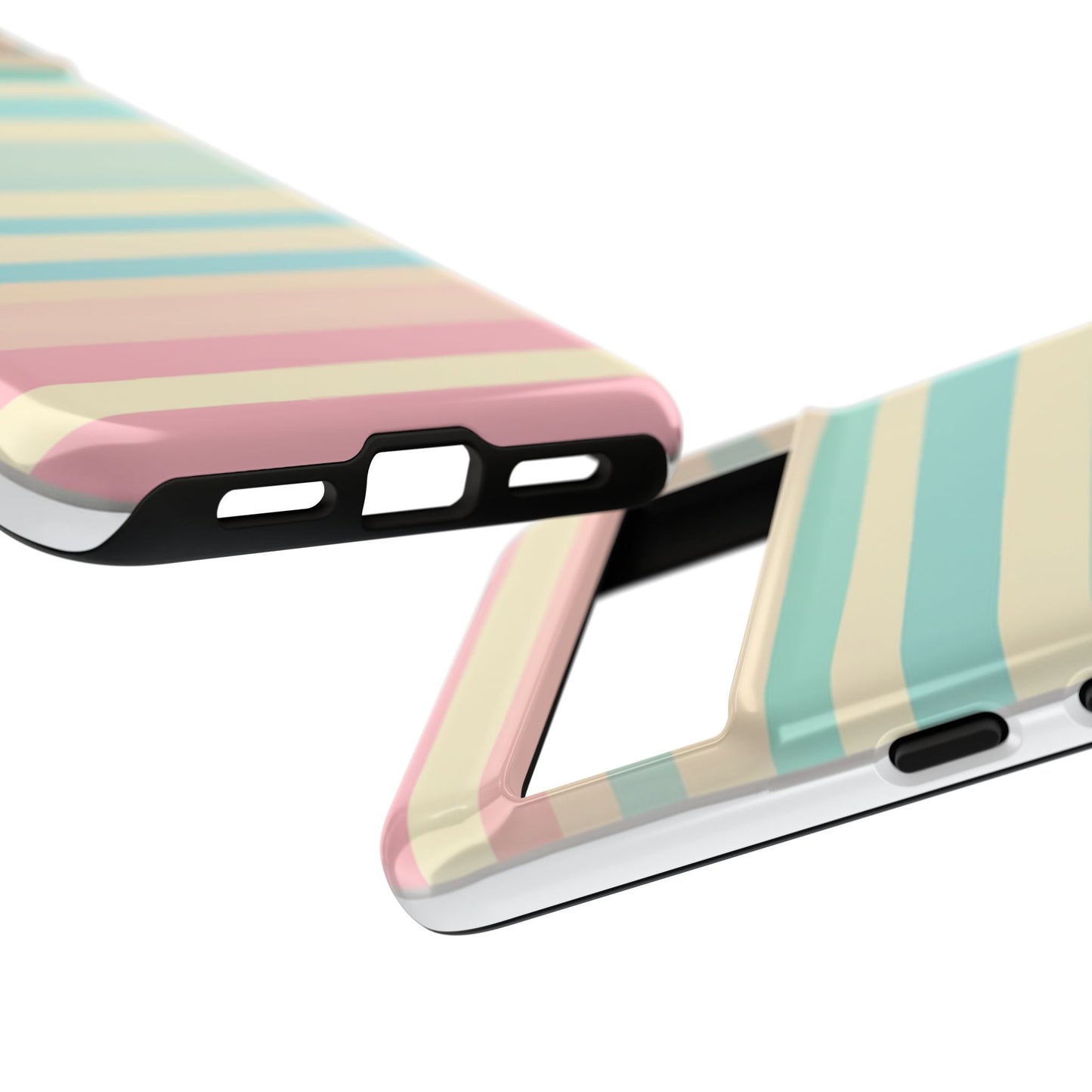 Pastel Striped Tough Phone Case – Protective Retro Rainbow Design