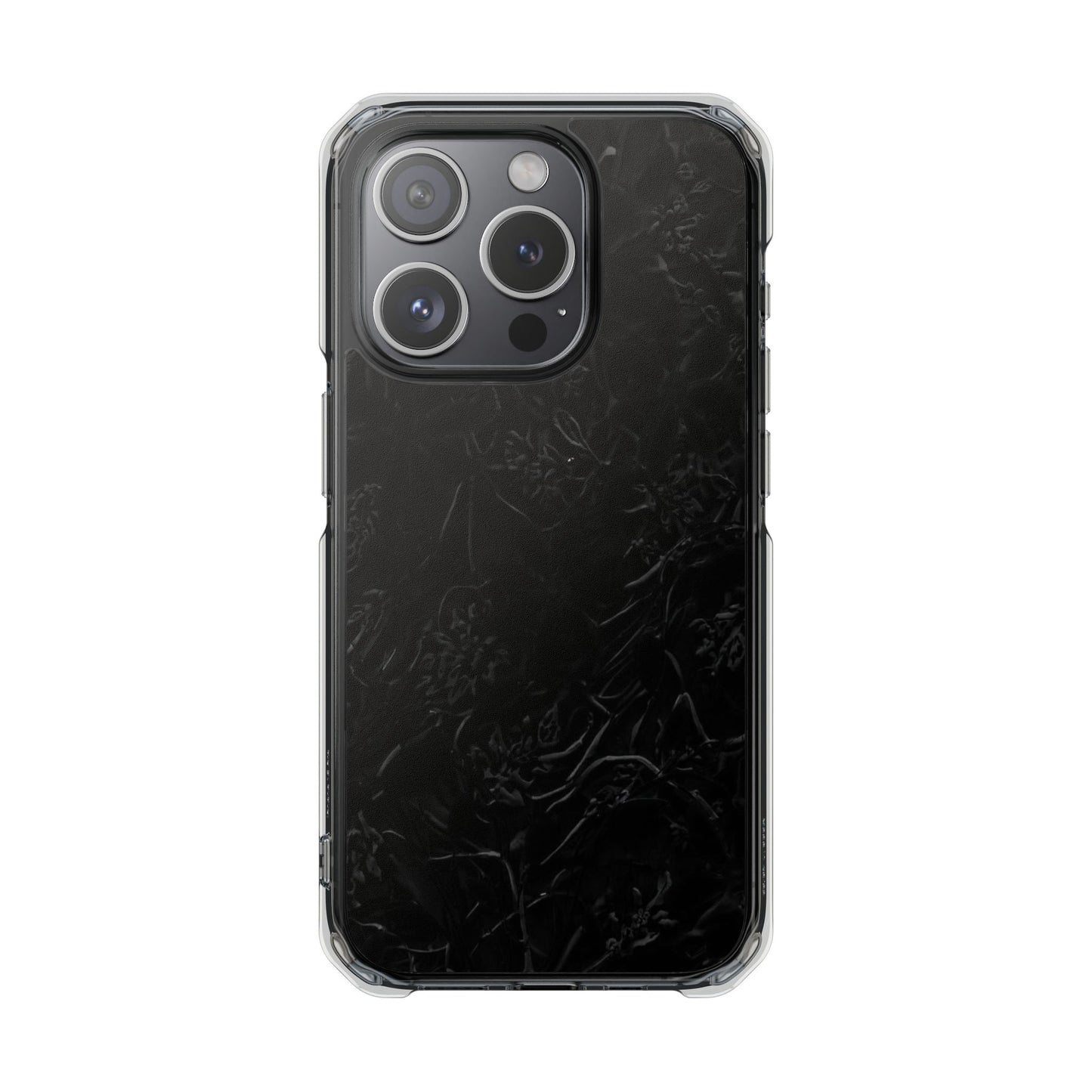 Magnetic Impact Phone Case — Black Floral Design
