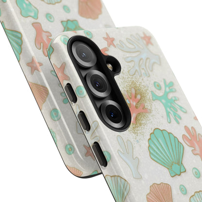 Seashell Coral Phone Case — Pastel Beach Shells Protective Tough Case