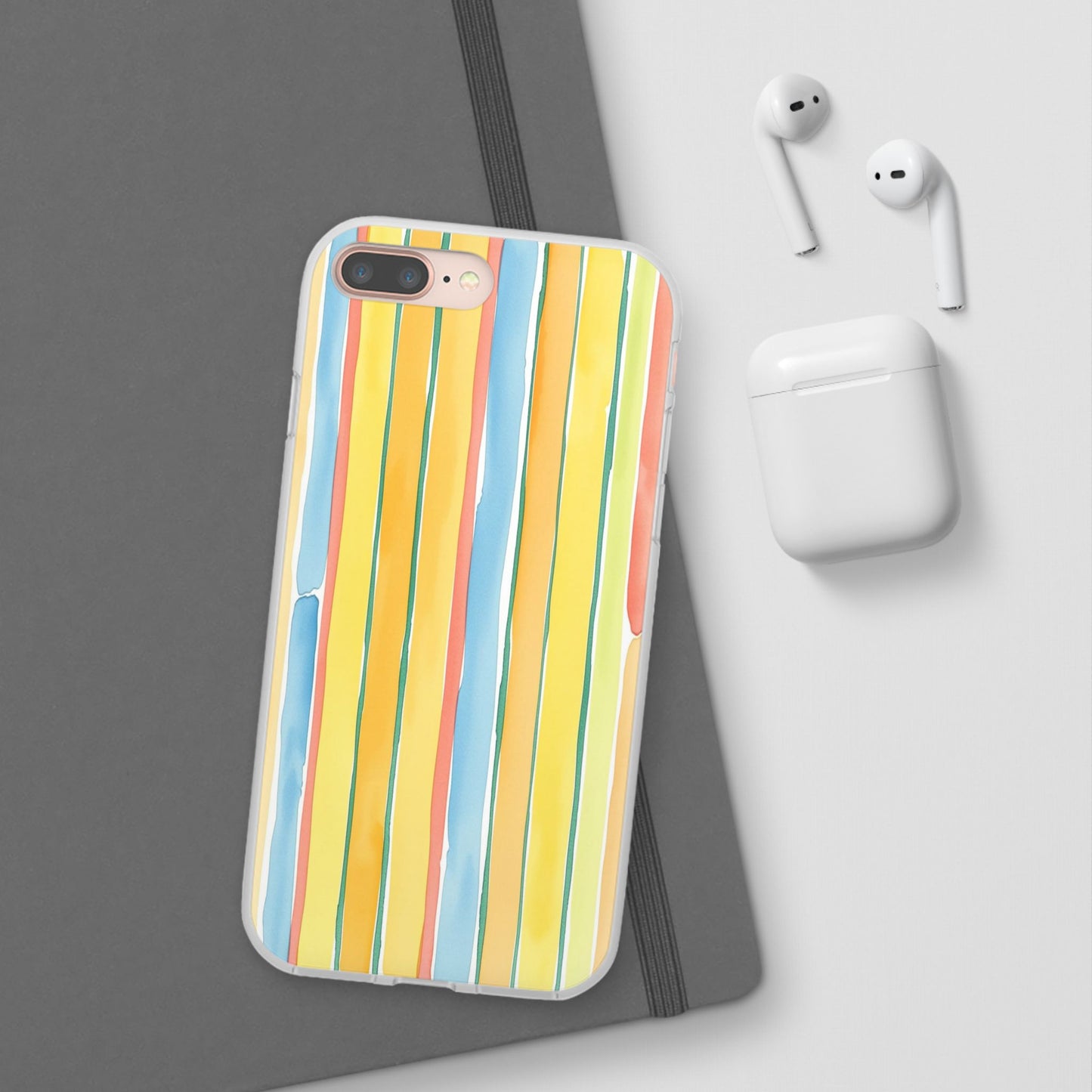 Watercolor Stripe Phone Case — Bright Pastel Vertical Stripes Protective Flexi Case