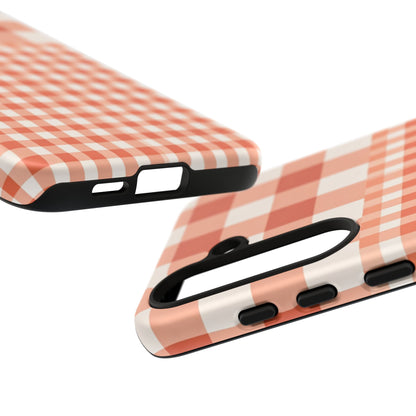 Buffalo Check Tough Phone Case — Orange Gingham Protective Cover