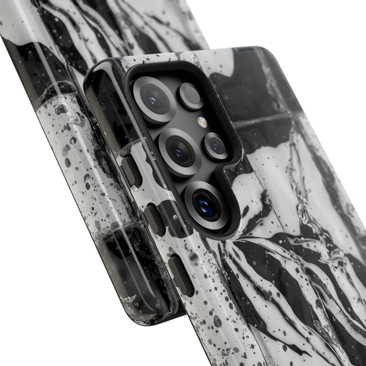 Monochrome Tile Floral Tough Phone Case