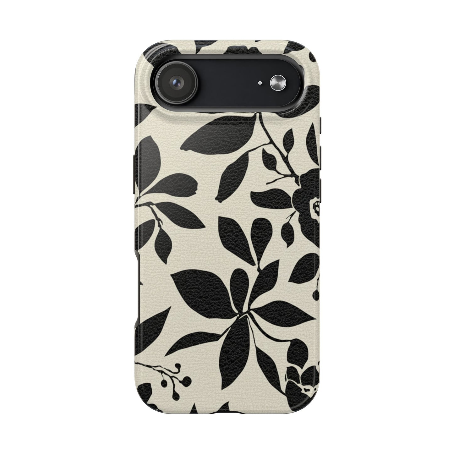 Tough Phone Case — Black Floral Silhouette Protective Cover
