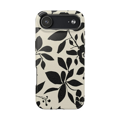 Tough Phone Case — Black Floral Silhouette Protective Cover