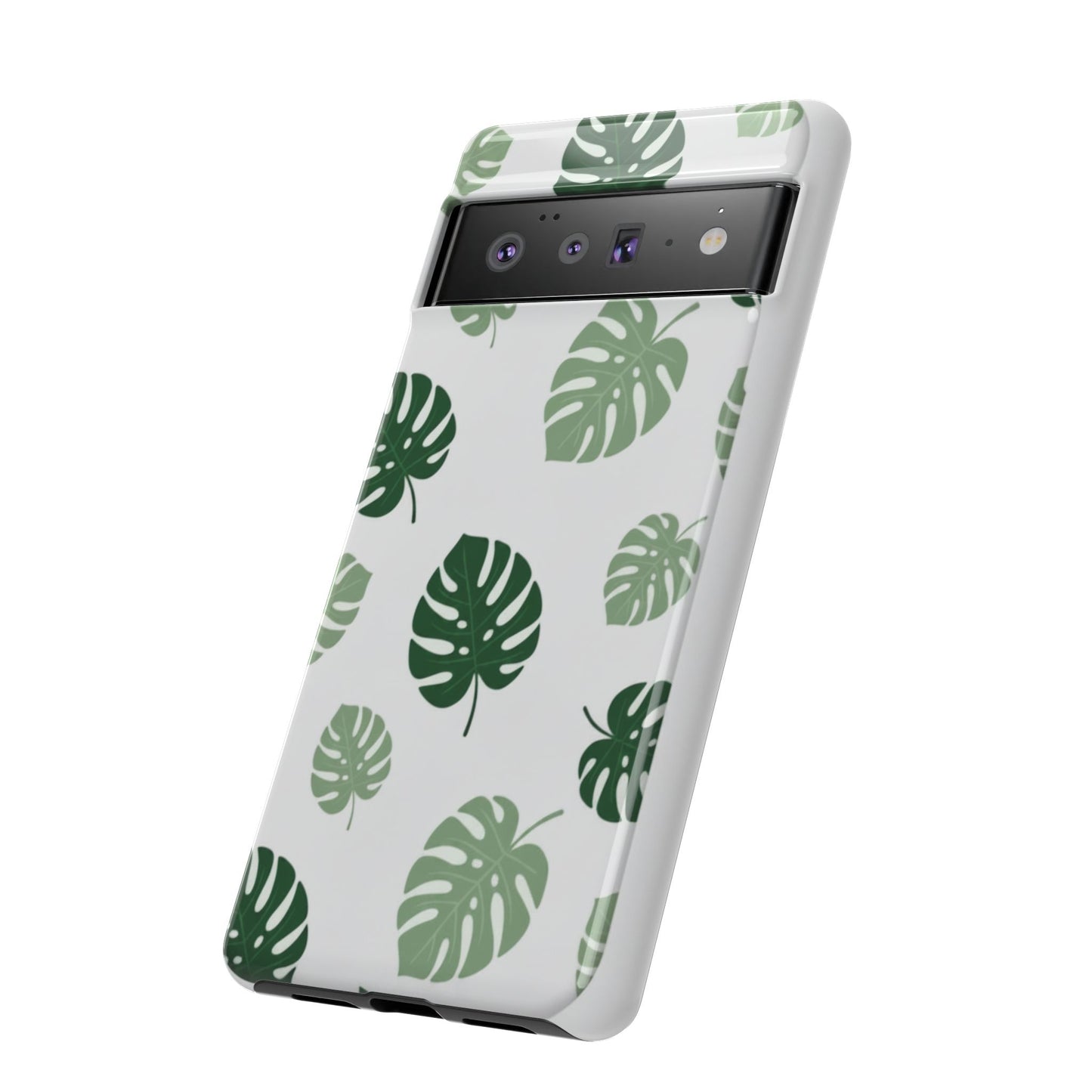 Monstera Leaf Tough Phone Case – Tropical Green Palm Pattern Protective Cover