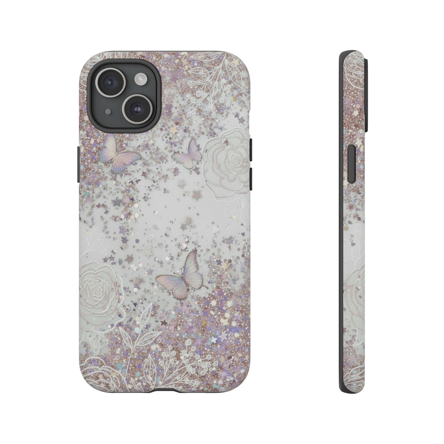 Butterfly Glitter Tough Phone Case — Floral Sparkle Protective Case