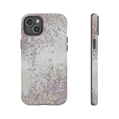 Butterfly Glitter Tough Phone Case — Floral Sparkle Protective Case
