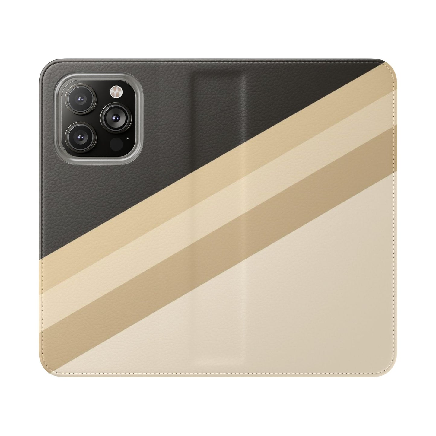 Retro Neutral Stripe Flip Phone Case — Wallet Folio with Card Slots