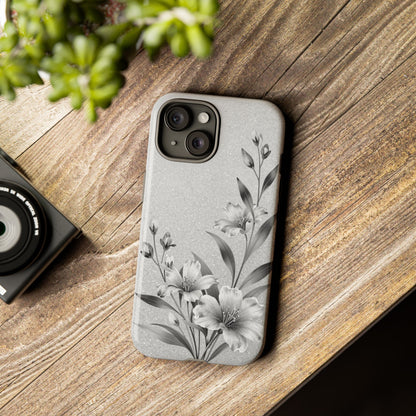 Floral Monochrome Phone Case — Elegant Black & White Lily Design
