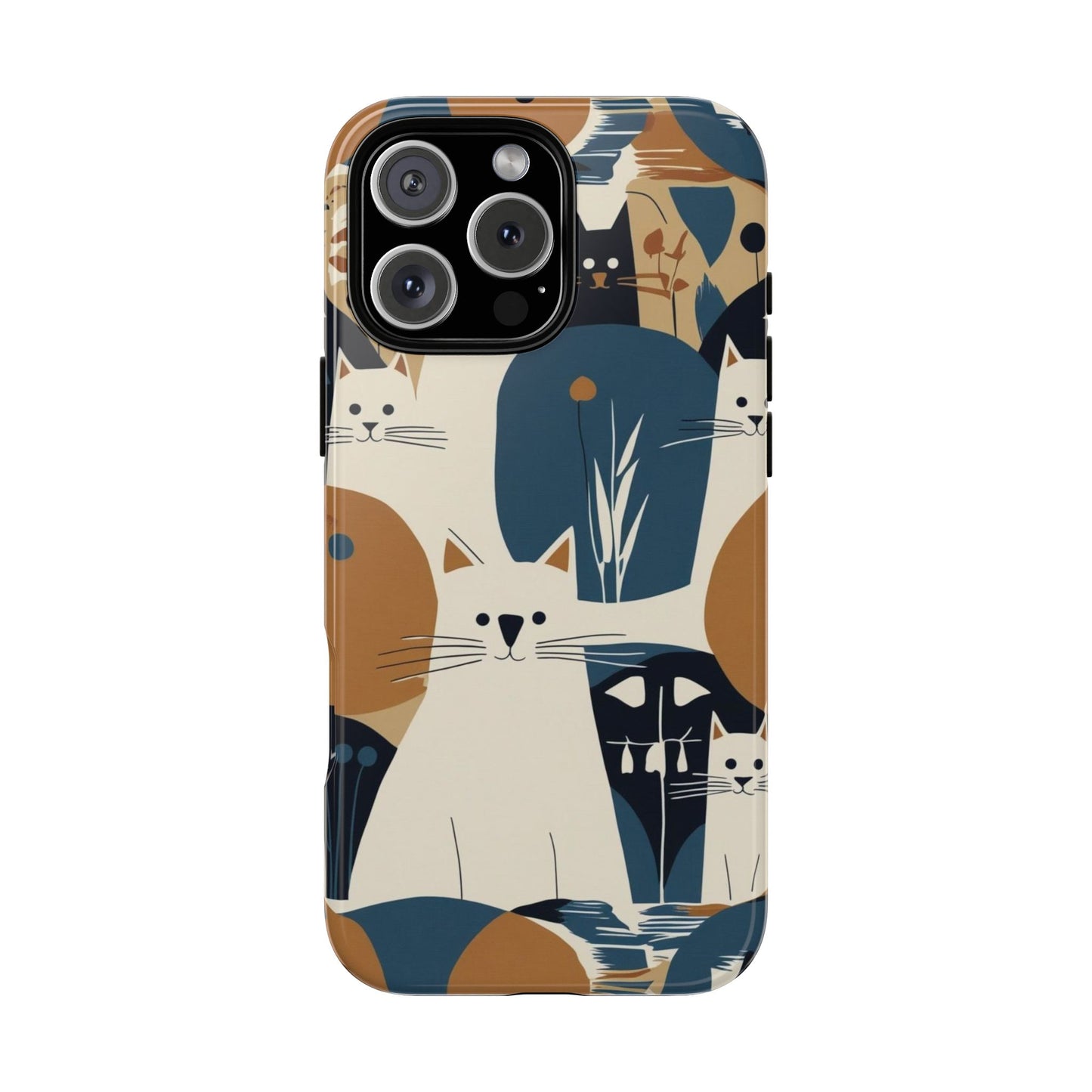 Cat Pattern Phone Case – Retro Abstract Cats Protective iPhone Cover