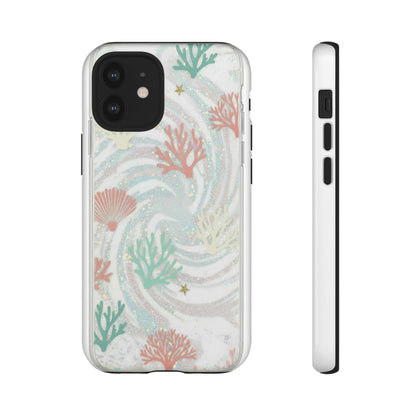 Seafoam Coral Tough Phone Case - Pastel Ocean Wave Design