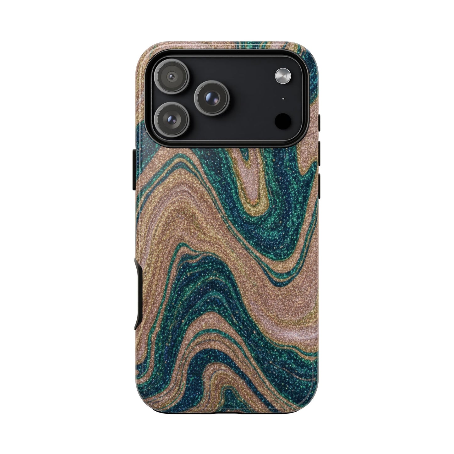 Marbled Teal & Gold Phone Case — Glitter Swirl Tough Case