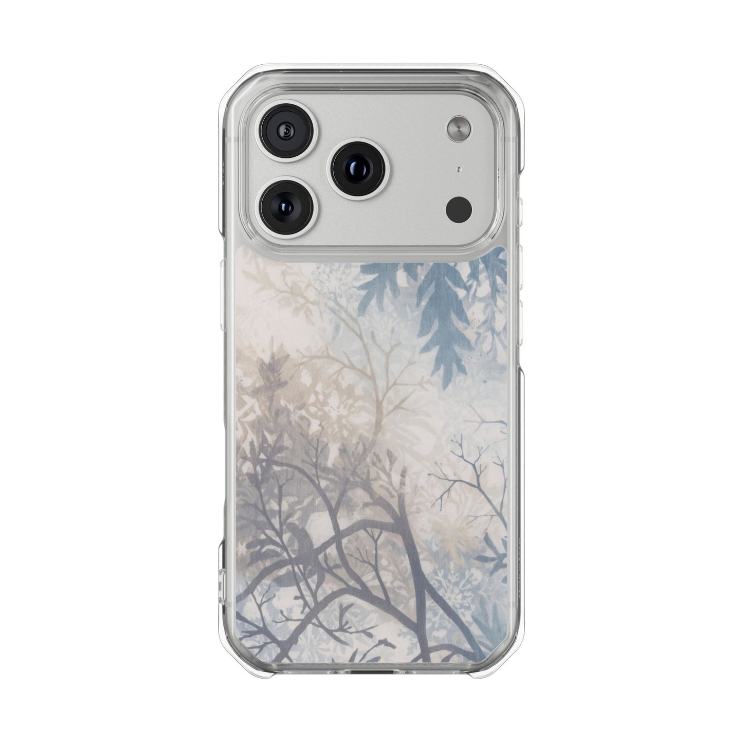 Clear Impact Phone Case with Delicate Botanical Shadow Design — Magnetic Compatible