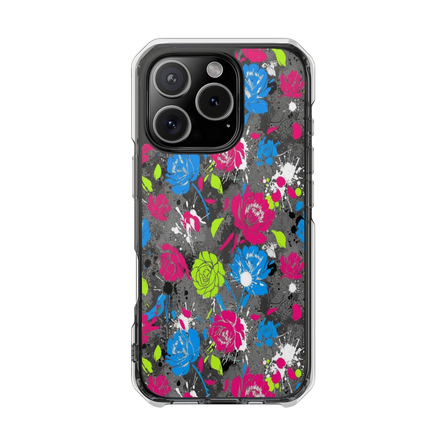 Copy of Clear Magnetic Phone Case — Bright Tropical Floral Impact Protection