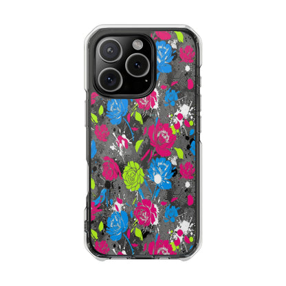 Copy of Clear Magnetic Phone Case — Bright Tropical Floral Impact Protection