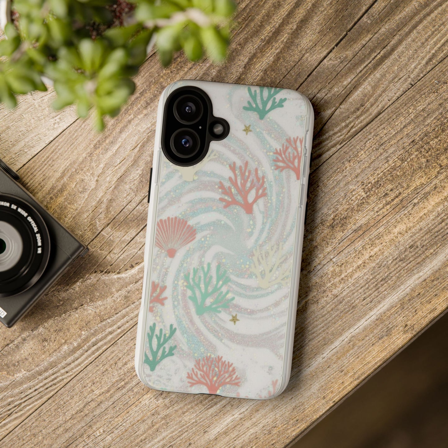 Seafoam Coral Tough Phone Case - Pastel Ocean Wave Design