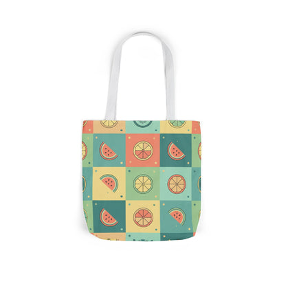 Citrus Patchwork Canvas Tote — Summer Fruit Market Bag