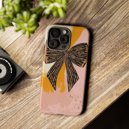 Bow Brushstroke Tough Phone Case — Pink & Mustard