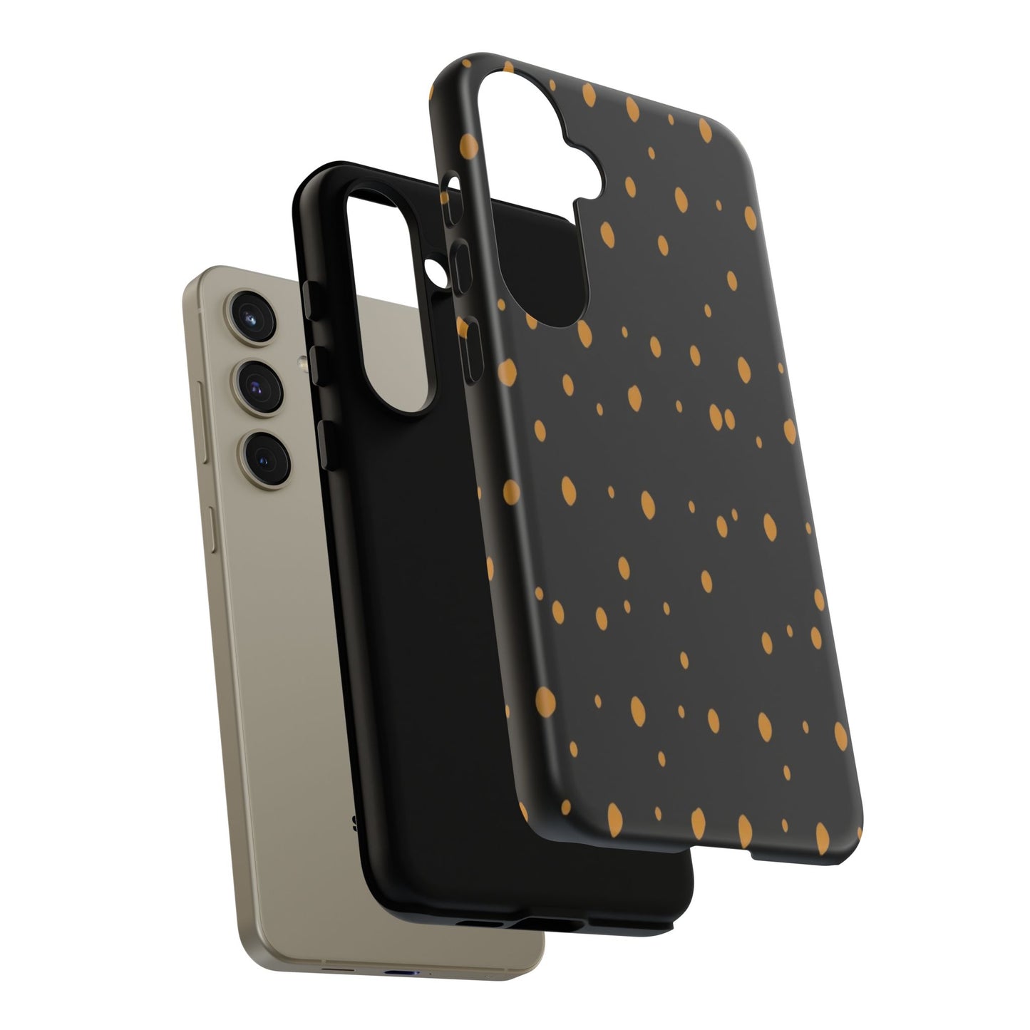 Black & Gold Dot Tough Phone Case — Protective Sparkle Pattern