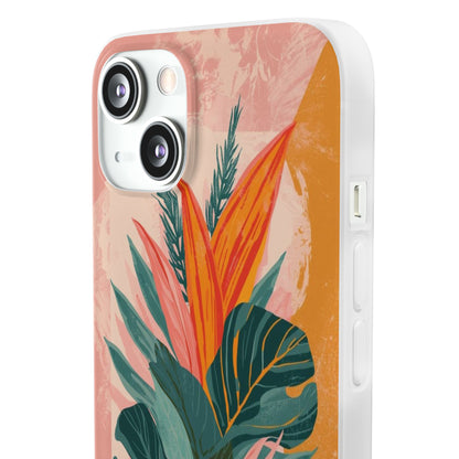 Tropical Botanical Phone Case — Pink & Orange Floral Flexi Case