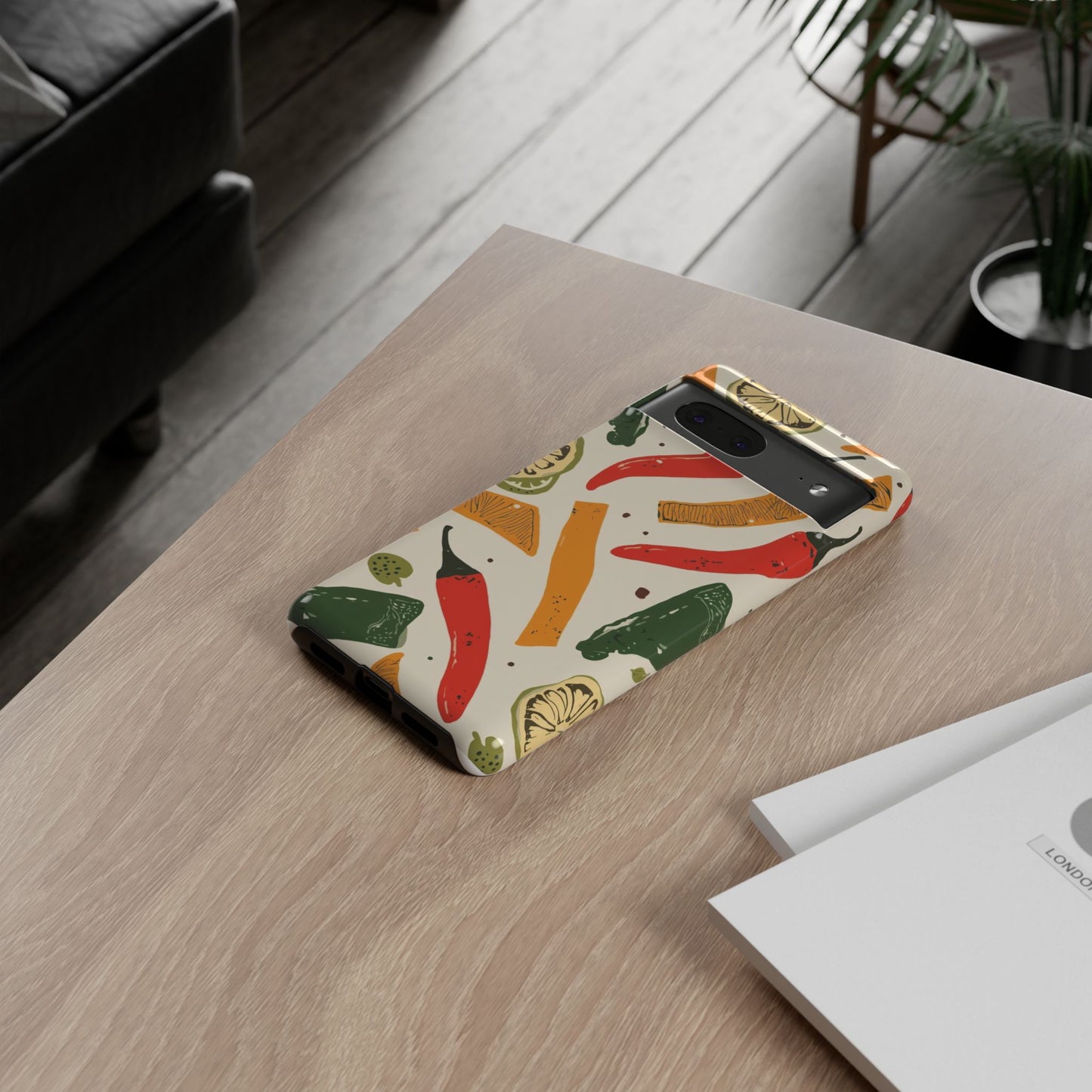 Spicy Peppers Phone Case – Colorful Chili, Lime & Citrus Pattern