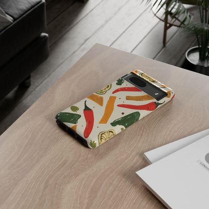 Spicy Peppers Phone Case – Colorful Chili, Lime & Citrus Pattern