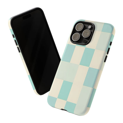 Pastel Checkerboard Tough Case – Mint & Cream Protective Phone Cover