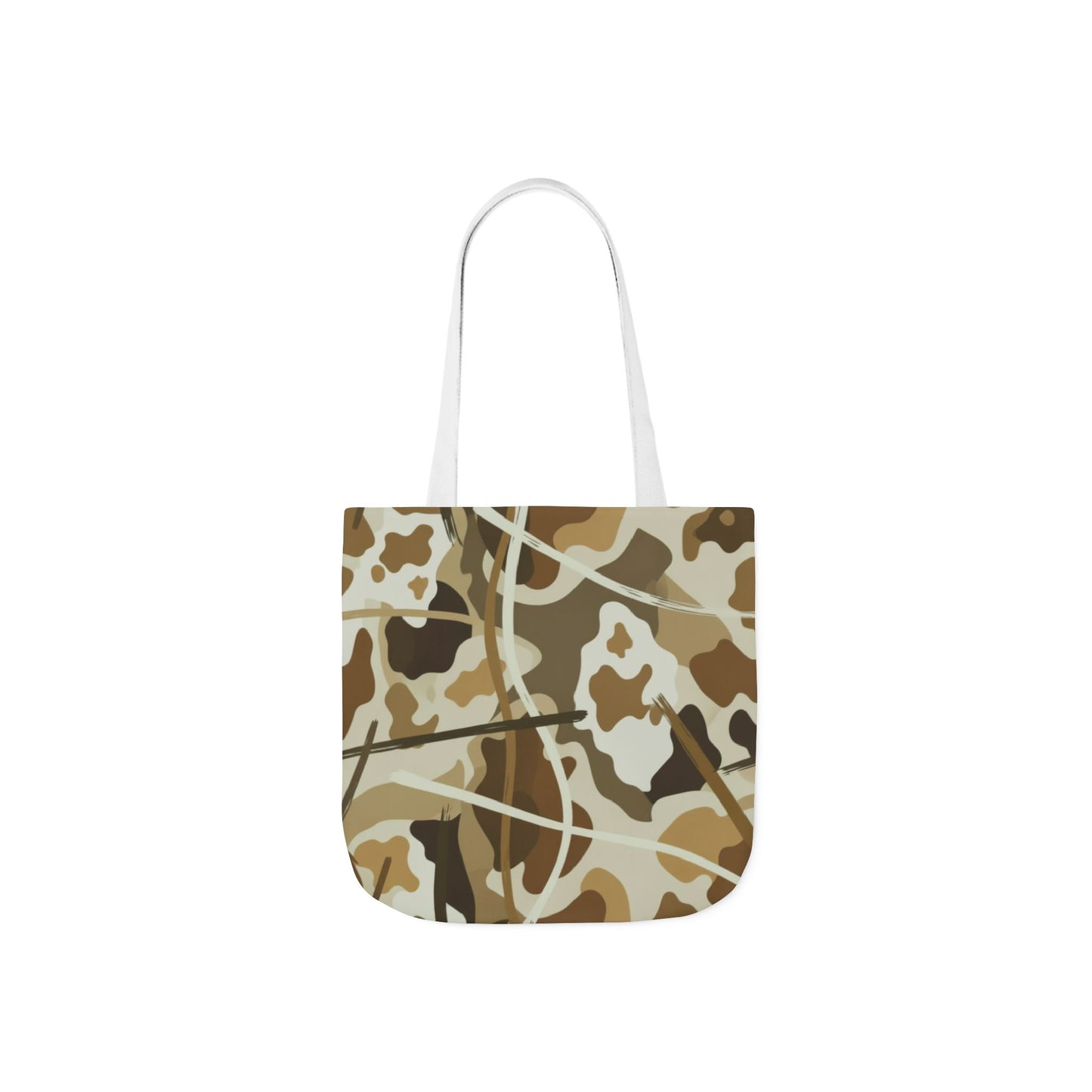 Camo Canvas Tote Bag — Beige Outdoor Pattern with 3 Color Straps